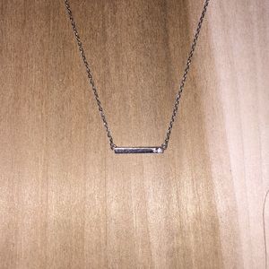 Silver Bar With CZ Necklace